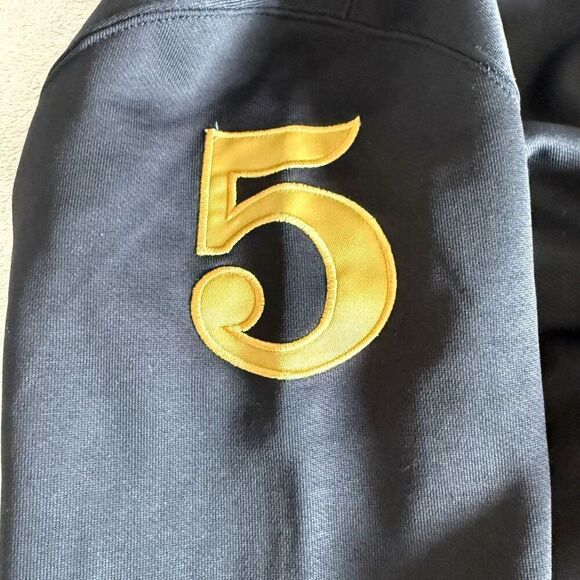 Vintage Polo by Ralph Lauren Men’s Black and Gold Cotton Zip Varsity Sweatshirt - Picture 9 of 16